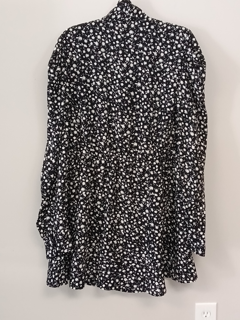NWT Scoop XL Black Floral Tie Neck Long Sleeve Mini Dress Prairie Cottagecore - Picture 4 of 8